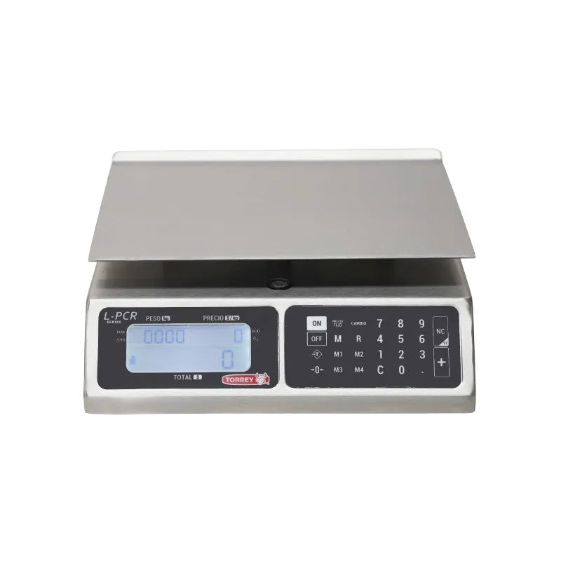 Báscula Digital Memorias de Precios, Conexión USB, Acero Inox 20 kg Torrey LPCR20-N-USB