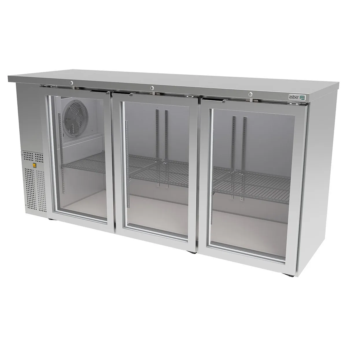 Refrigerador Contrabarra Acero Inox 3 Puertas Cristal 18.3 Pies Asber ABBC-24-72-SG HC
