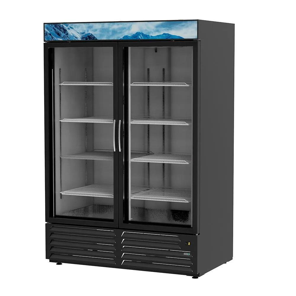 Congelador Vertical Vinil Negro 2 Puertas Cristal 37 Pies Asber AFMD-37 HC