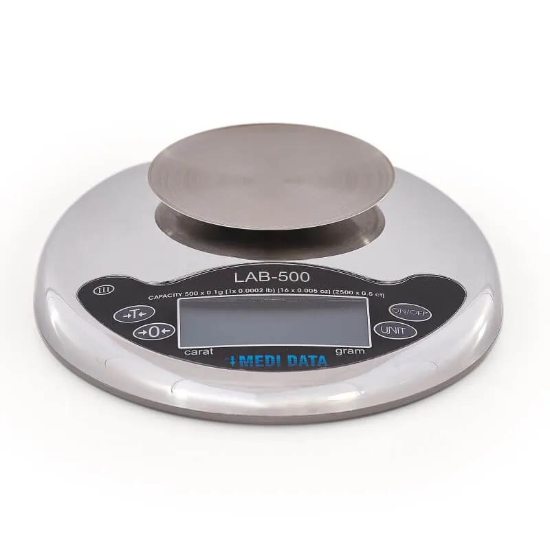 Báscula de Precisión Construida en Plástico Plato Acero Inox 500gr Torrey LAB500