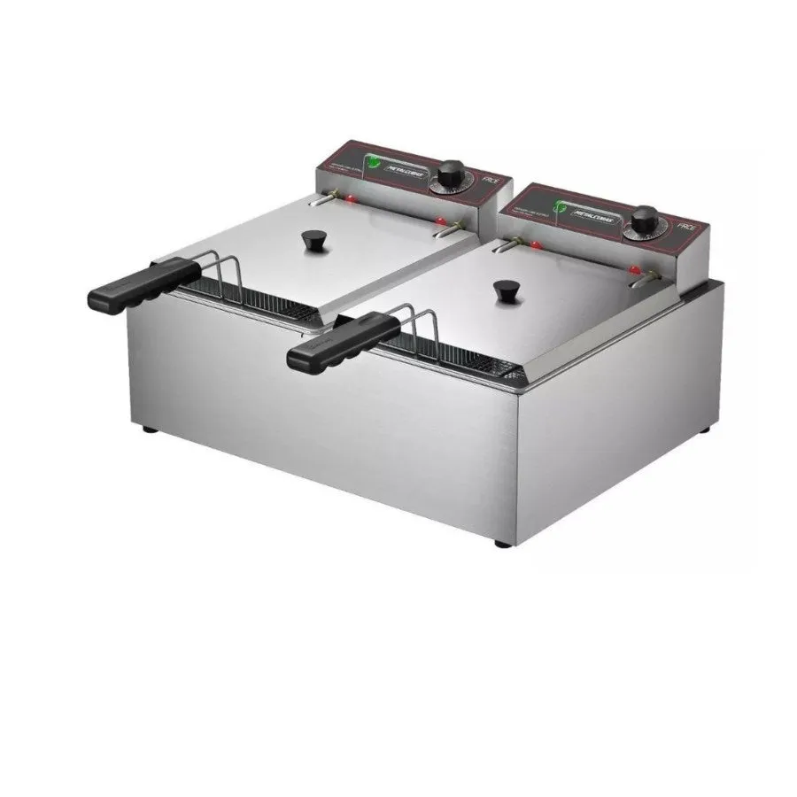 Freidora Eléctrica 10 Litros Con Tapa Acero Inox. Metalcubas FRCE10