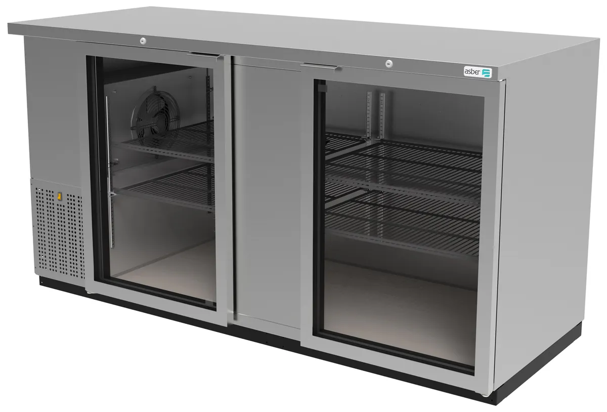 Refrigerador Contrabarra Acero Inox 2 Puertas Cristal 23.3 Pies Asber ABBC-68-SG HC