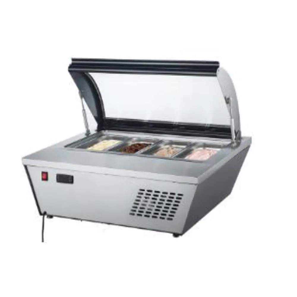 Base Congelada Para Helados De 4 Insertos De Sobre Mesa Con Tapa 110V Migsa RTD-67L