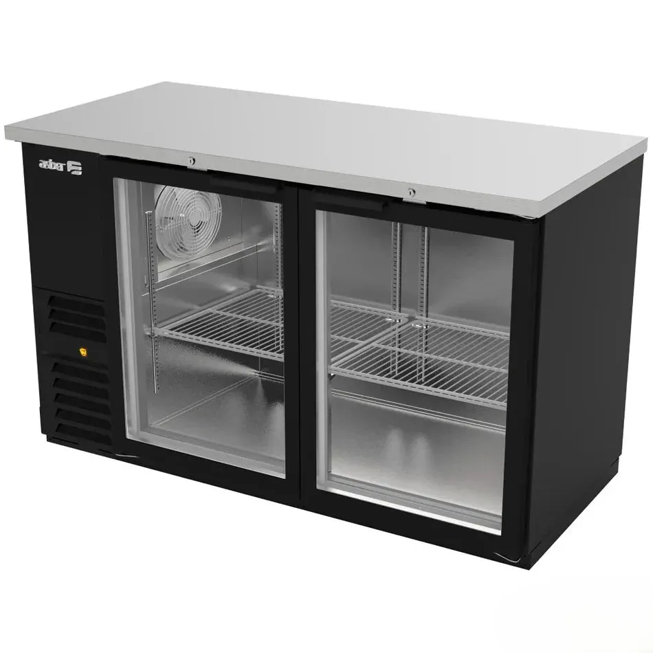 Refrigerador Contrabarra Vinil Negro 2 Puertas Cristal Deslizables 11.3 Pies Asber ABBC-24-48-G SD HC