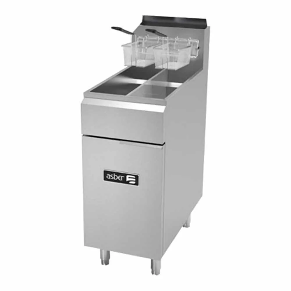 Freidora A Gas 4 Quemadores, 2 Tinas, 25+25 Lbs Asber AEF-2525-S